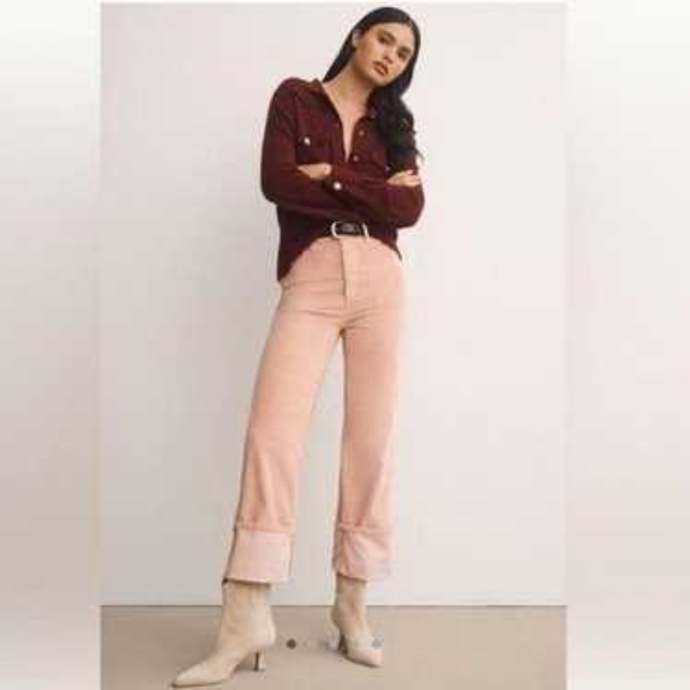 Pilcro Anthropologie The Scottie High Rise Pink Corduroy Jeans in 26
